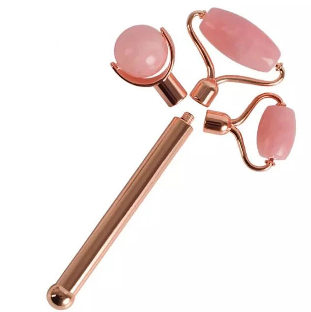 3 میں 1 صحت کی دیکھ بھال کے چہرے کی مساج گلابی جیڈ رولر